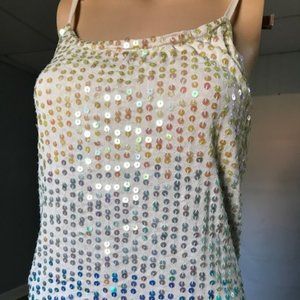 Cream & Blue Hombre Sequins Bralet  Sz S